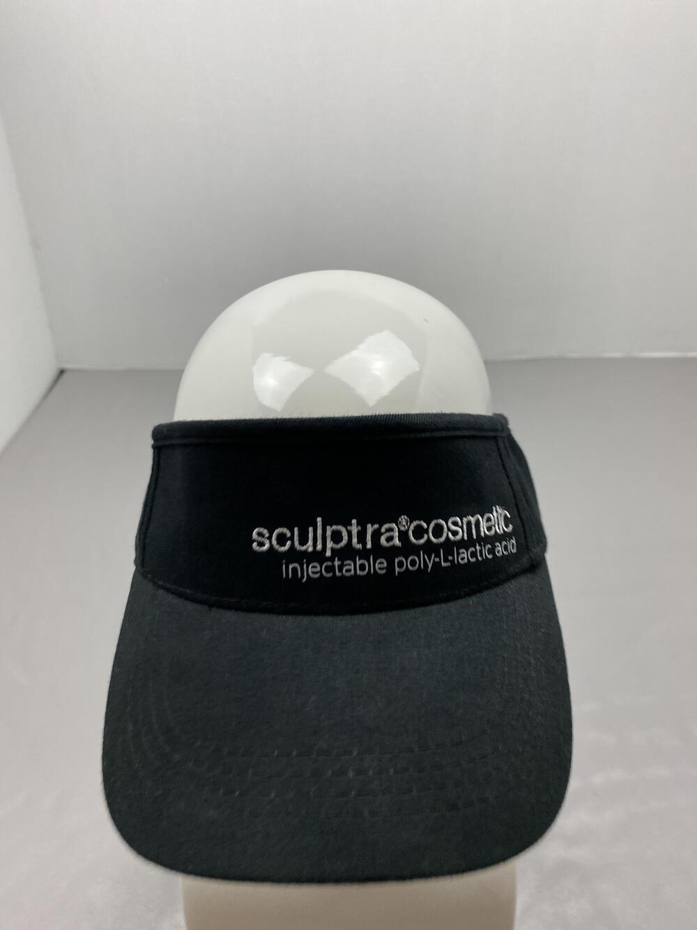Sculptra Cosmetic Hat Cap Strap Back One Size Black Twill Cotton Visor Mens